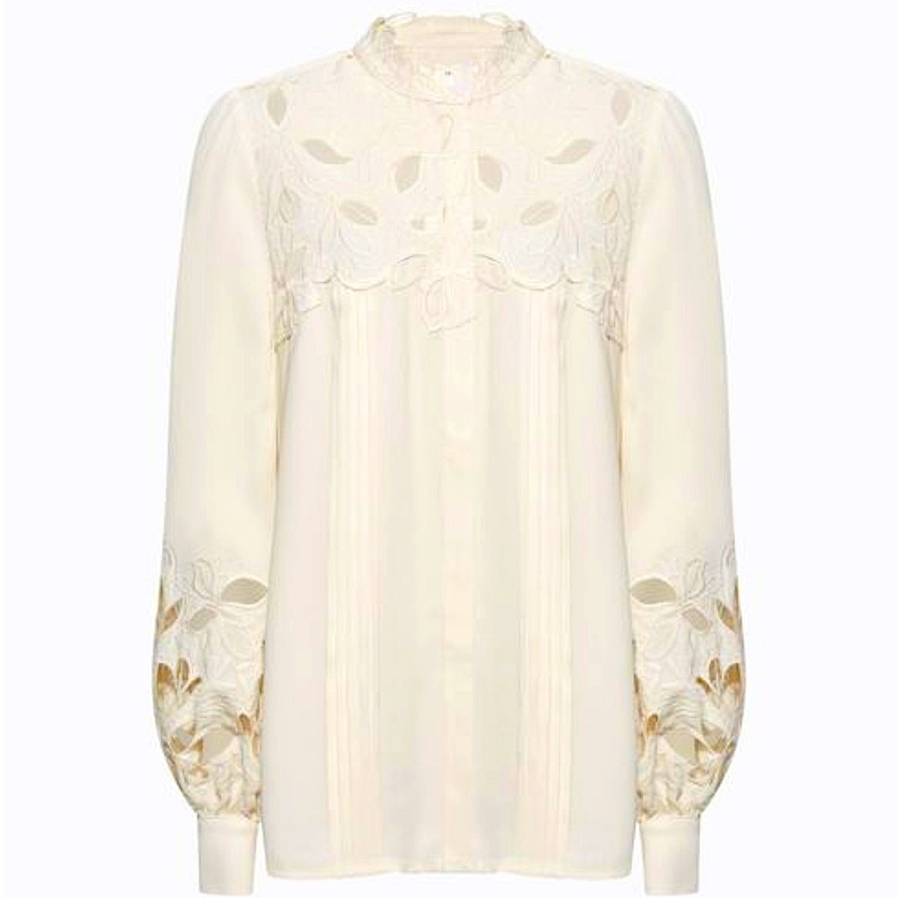 Reiss Sophie Lace Blouse Button-down Long Sleeve FW2022